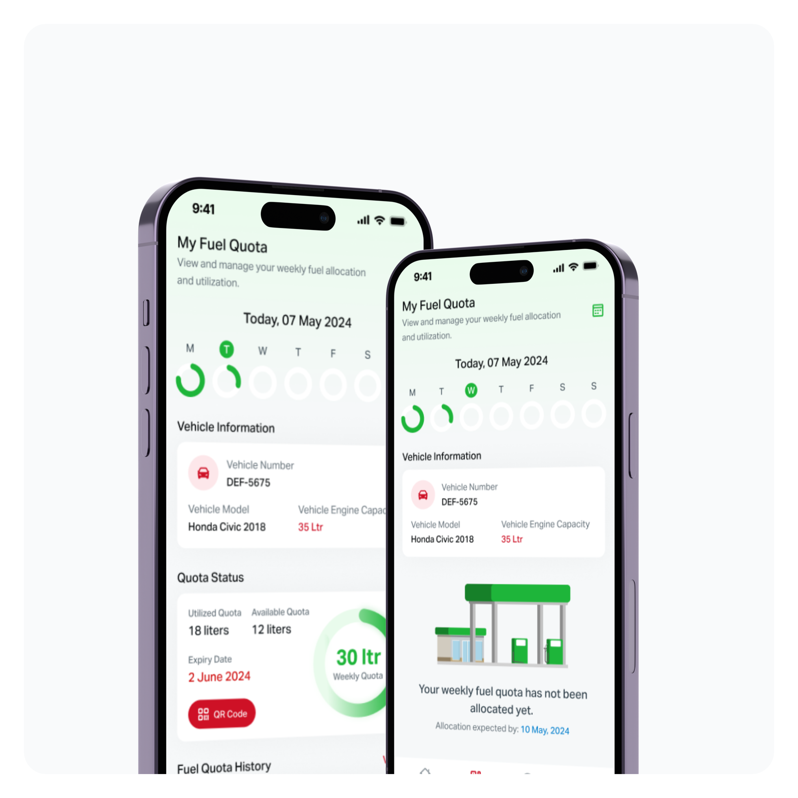 Smart Fuel Quota Tracker UI/UX
