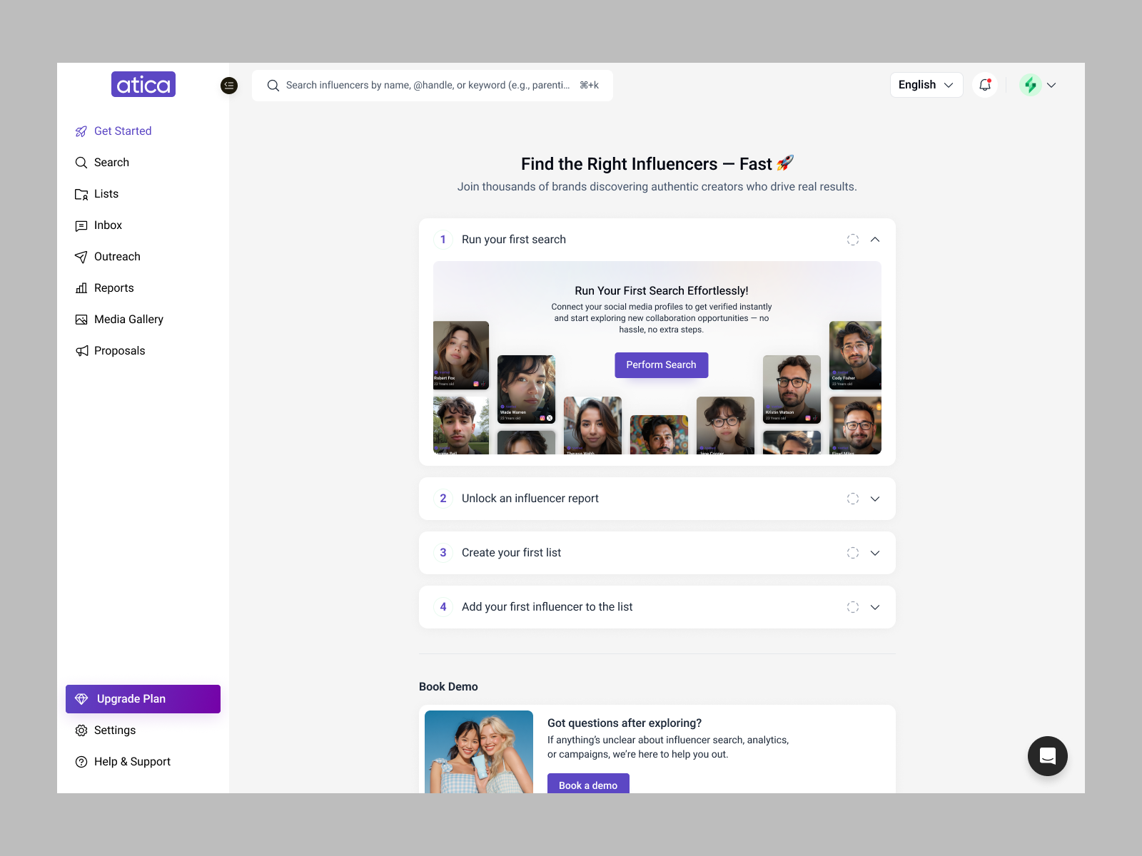 Influencer Discovery Dashboard UI
